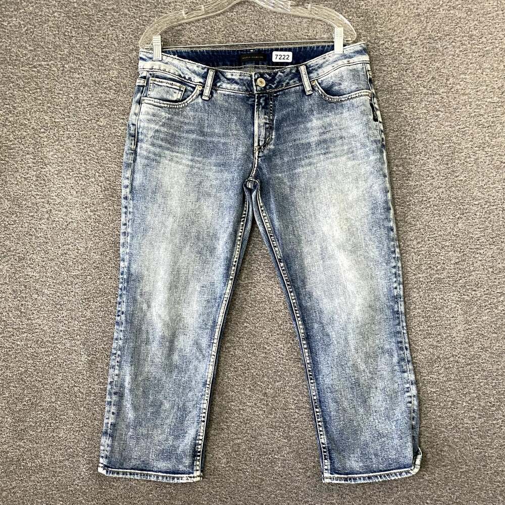 Silver Jeans Women's Size 31/22.5 Suki Capri Blue Stretch Denim Summer Jeans